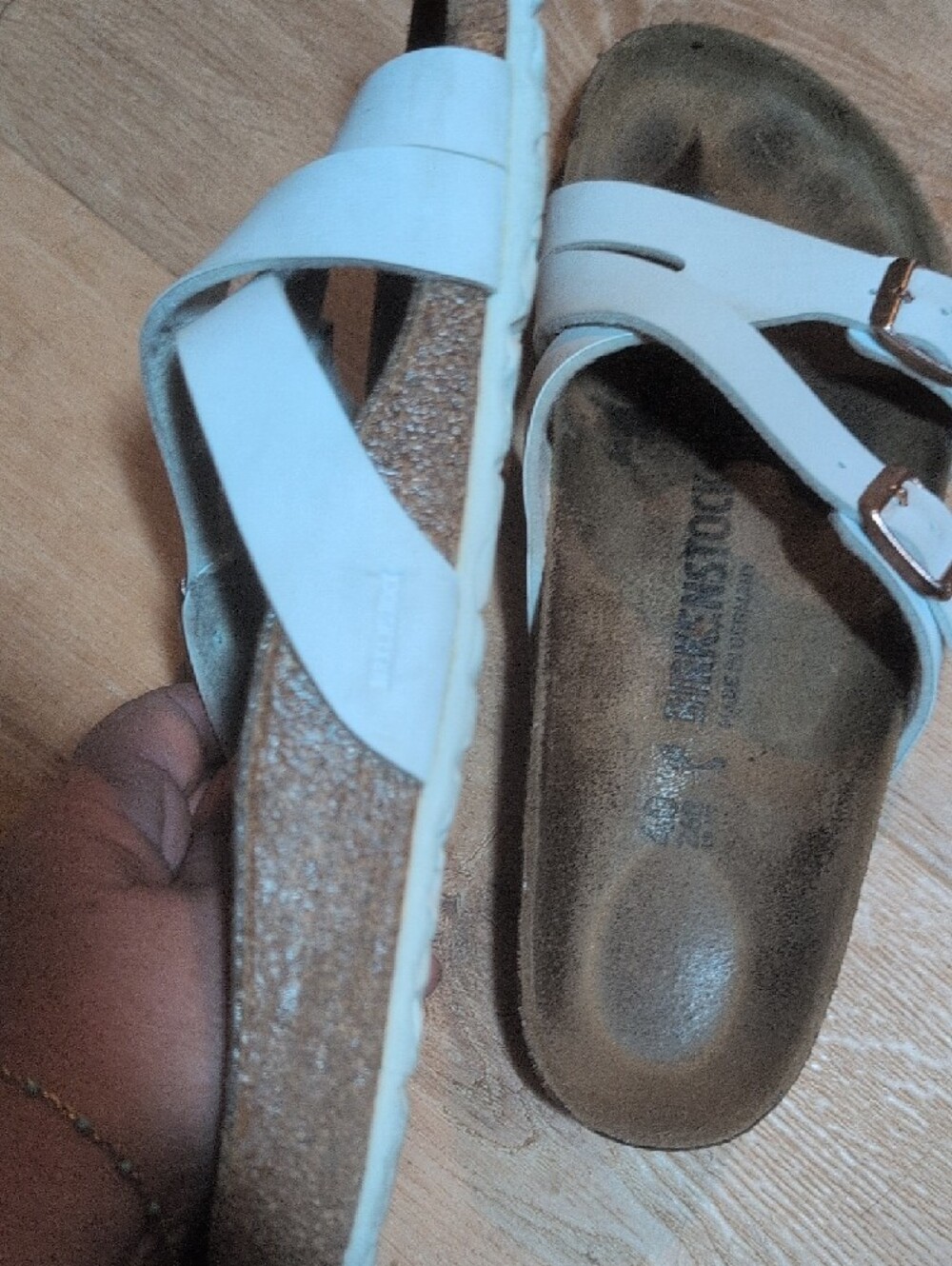 Berkinstock Women's White Double Buckle Slide Sandals - Picture 5 of 6
